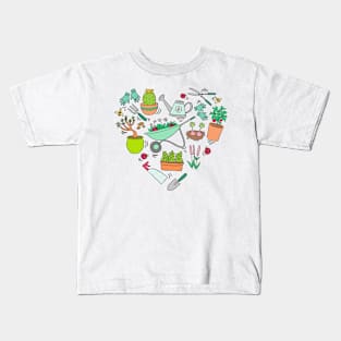 Hobby Gardener Gardening Heart Kids T-Shirt